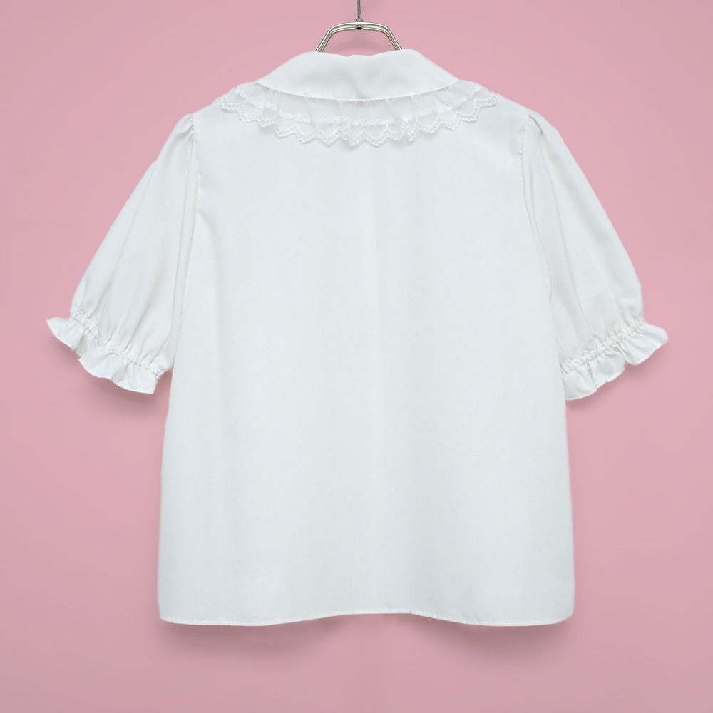 �����졼�����顼��ܥ�֥饦�� (logolacecollar ribbon blouse)