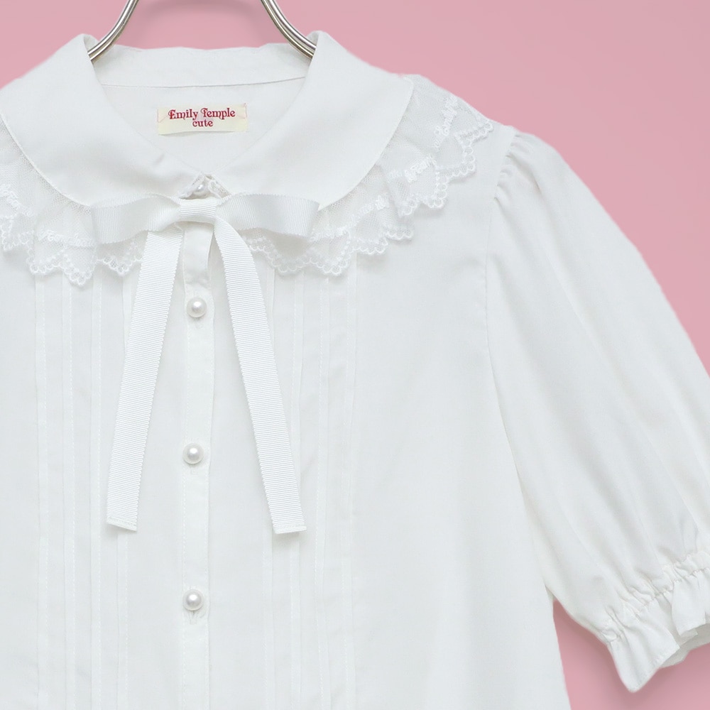 �����졼�����顼��ܥ�֥饦�� (logolacecollar ribbon blouse)