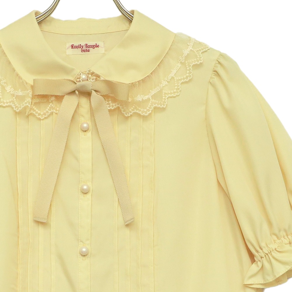 �����졼�����顼��ܥ�֥饦�� (logolacecollar ribbon blouse)