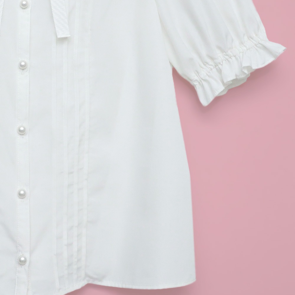 �����졼�����顼��ܥ�֥饦�� (logolacecollar ribbon blouse)