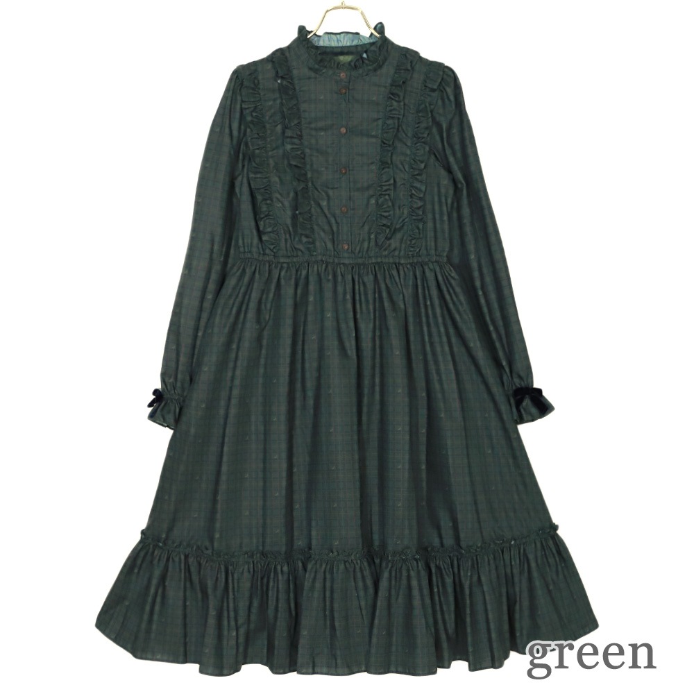 ������ɥ��顼�ե�륿��������ԡ��� (standcollar frill tartan dress)