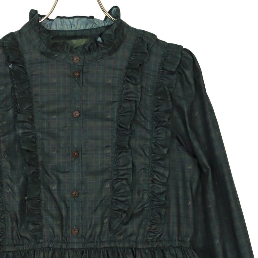 ������ɥ��顼�ե�륿��������ԡ��� (standcollar frill tartan dress)