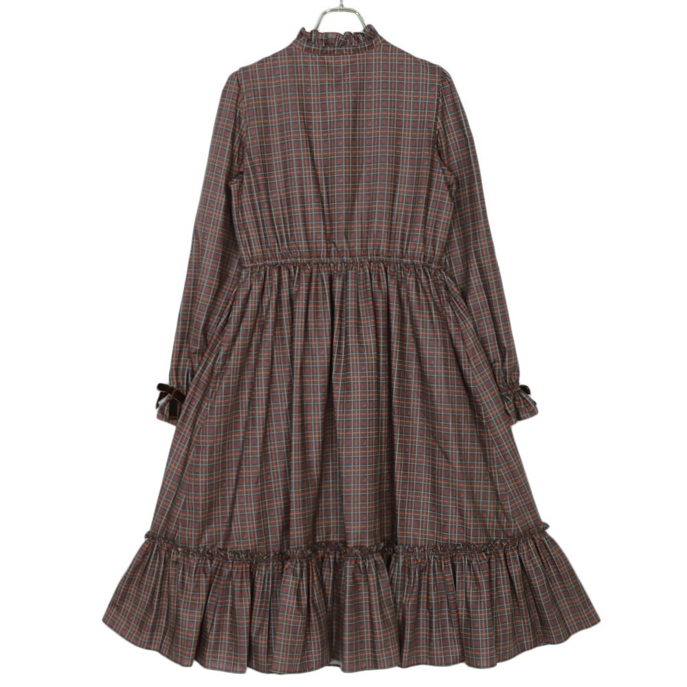 ������ɥ��顼�ե�륿��������ԡ��� (standcollar frill tartan dress)