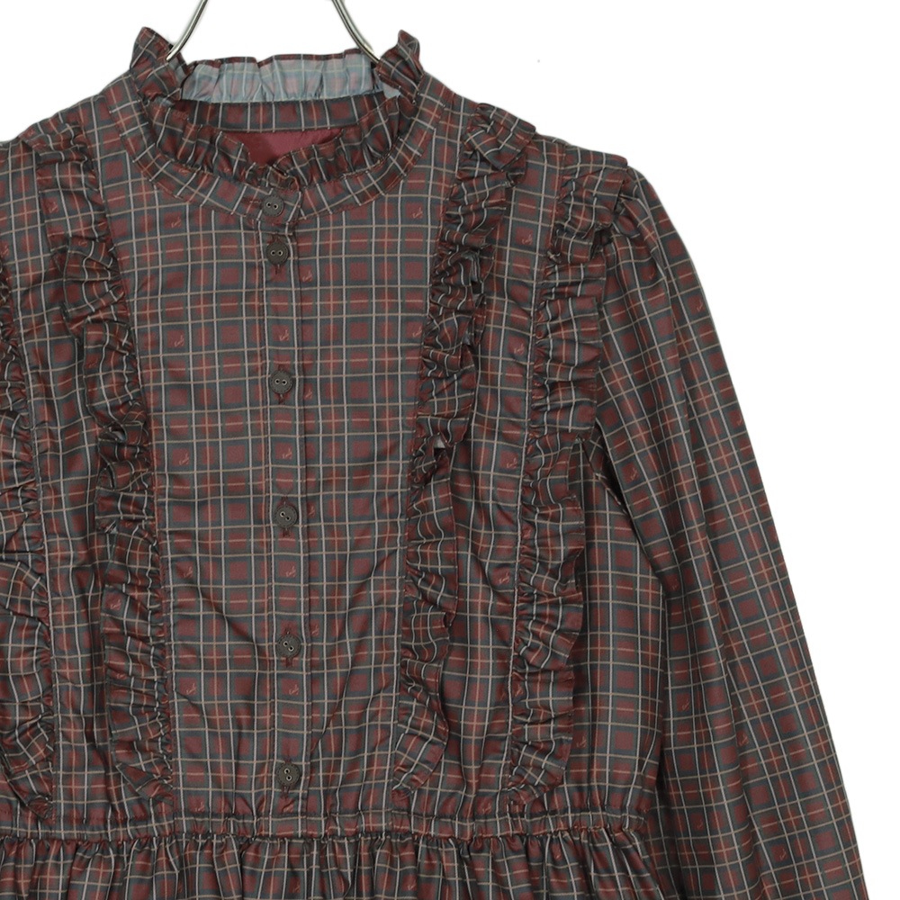 ������ɥ��顼�ե�륿��������ԡ��� (standcollar frill tartan dress)