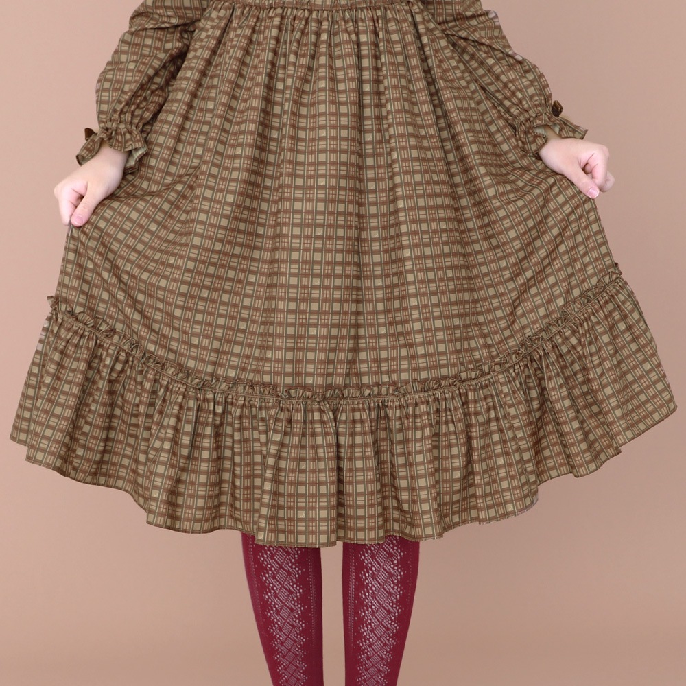 ������ɥ��顼�ե�륿��������ԡ��� (standcollar frill tartan dress)