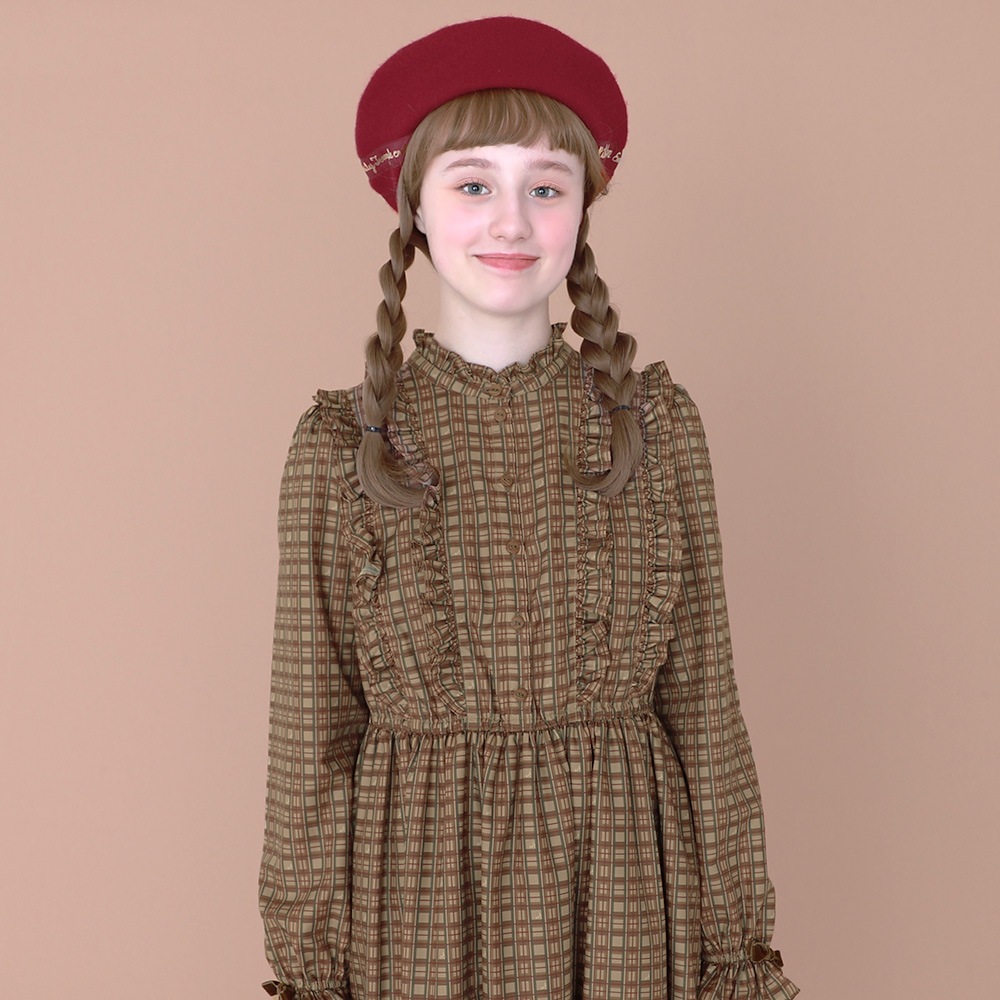 ������ɥ��顼�ե�륿��������ԡ��� (standcollar frill tartan dress)