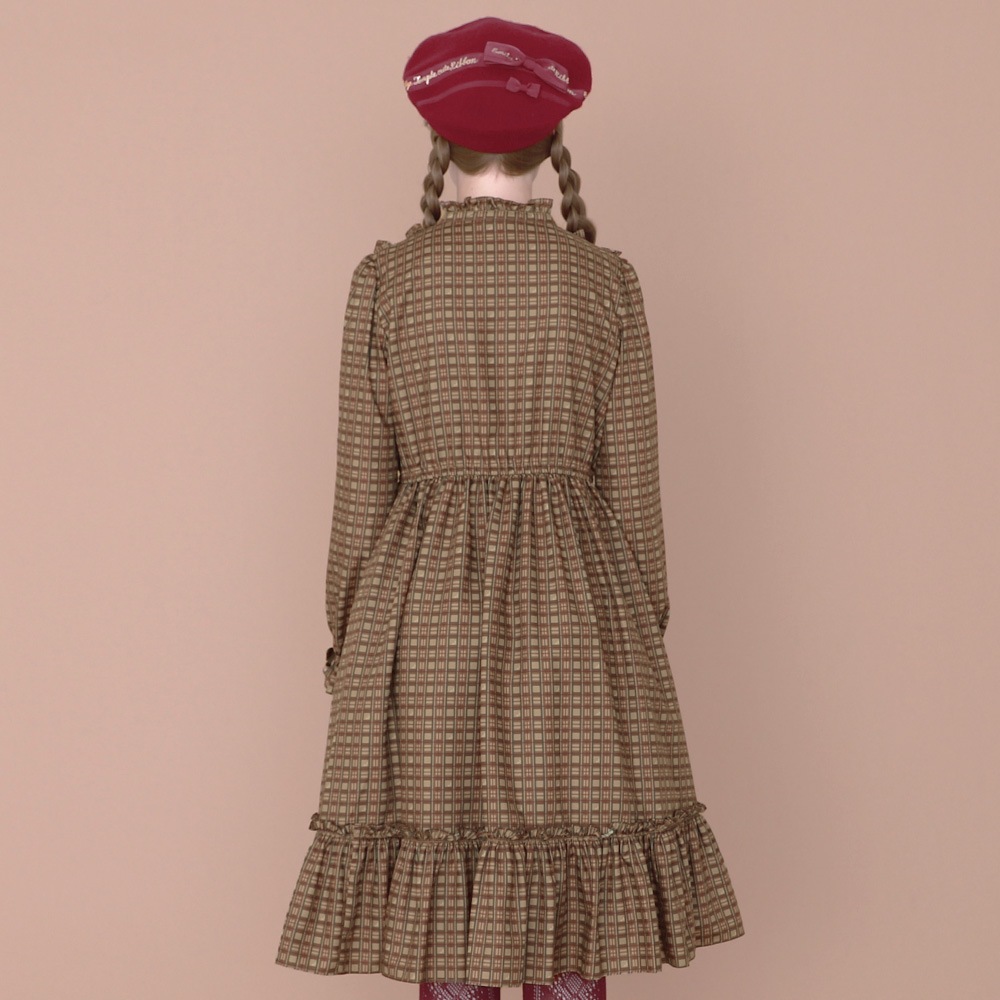 ������ɥ��顼�ե�륿��������ԡ��� (standcollar frill tartan dress)