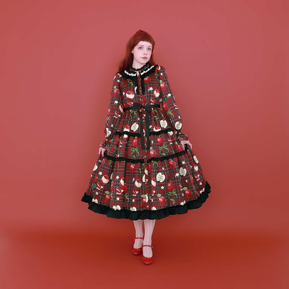 ��������RibbonApple�ɥ쥹(Tartan Ribbon Apple long dress)