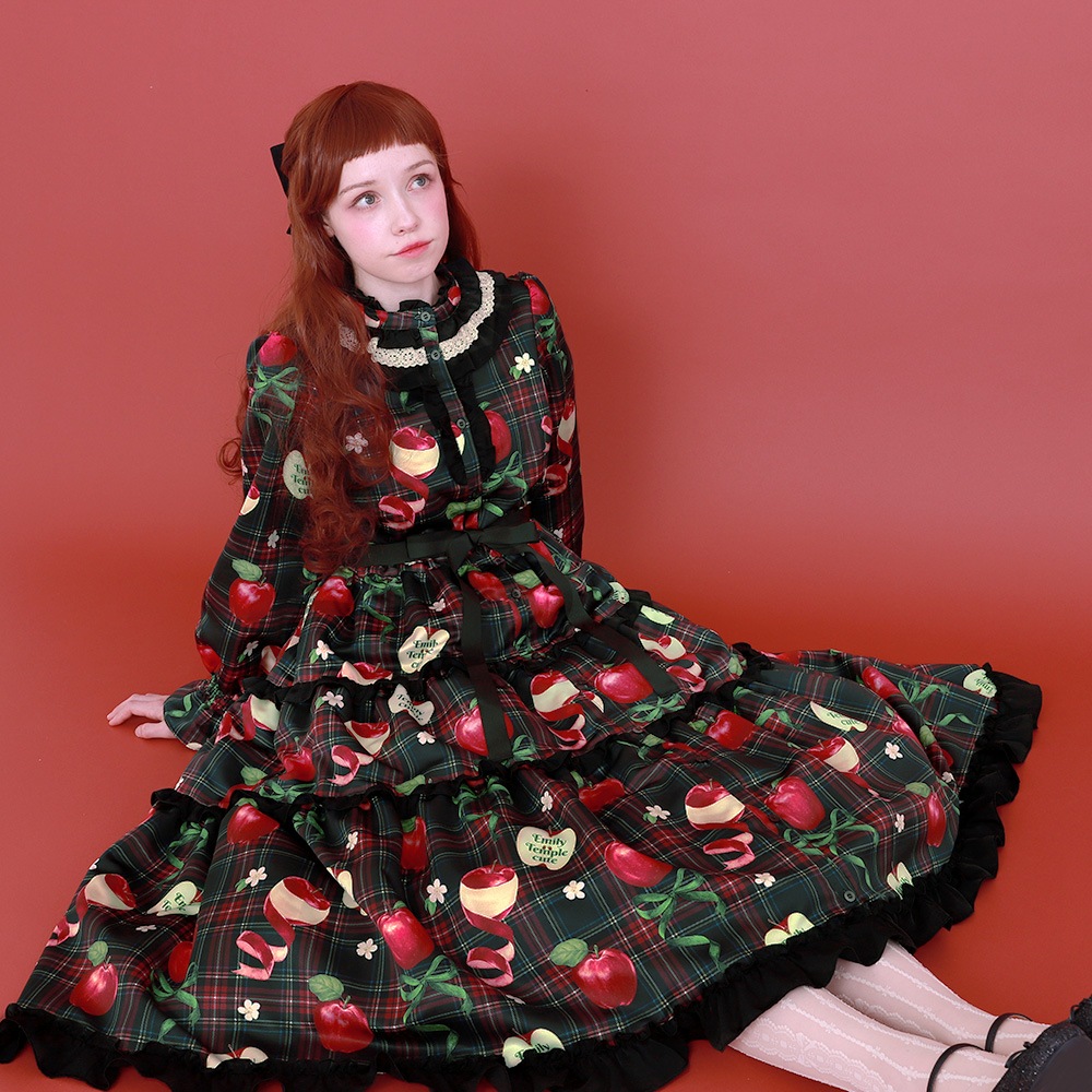 ��������RibbonApple�ɥ쥹(Tartan Ribbon Apple long dress)