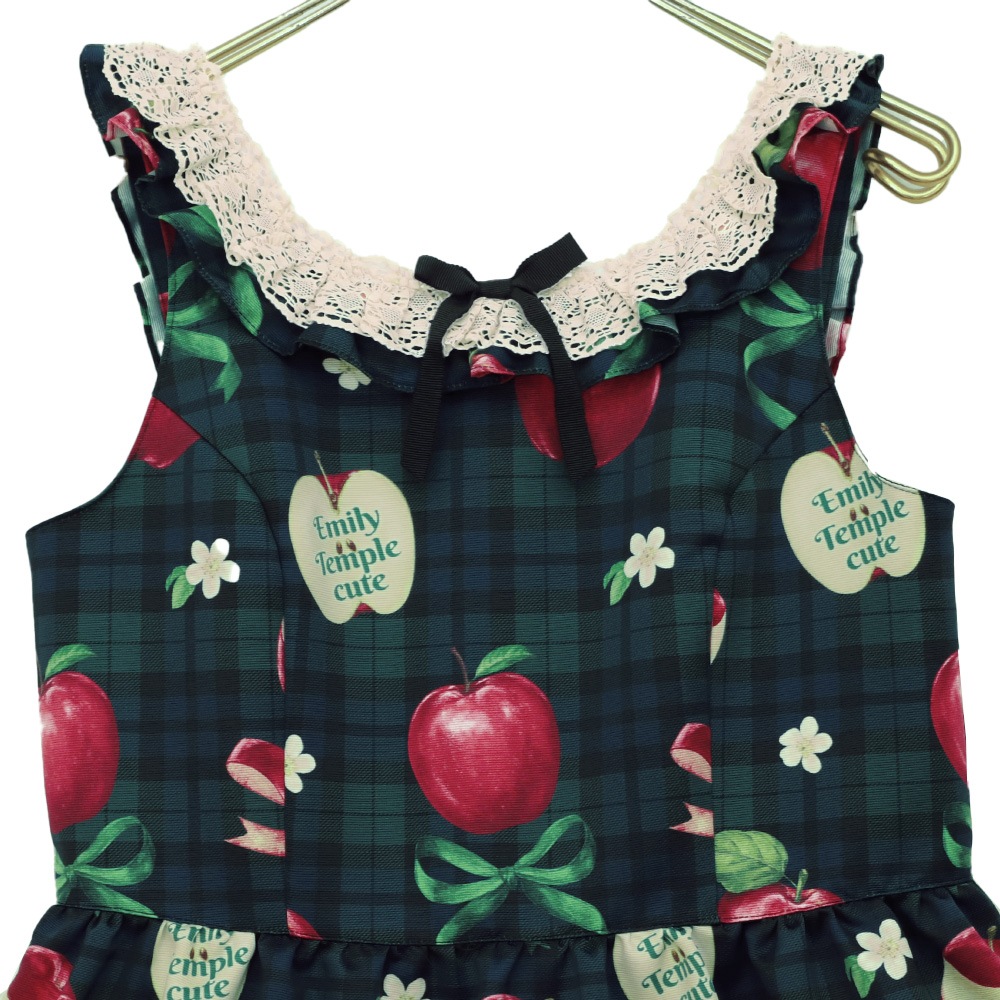 ��������RibbonApple�Ρ����꡼�֥��ԡ��� (Tartan RibbonApple sleeveless dress)