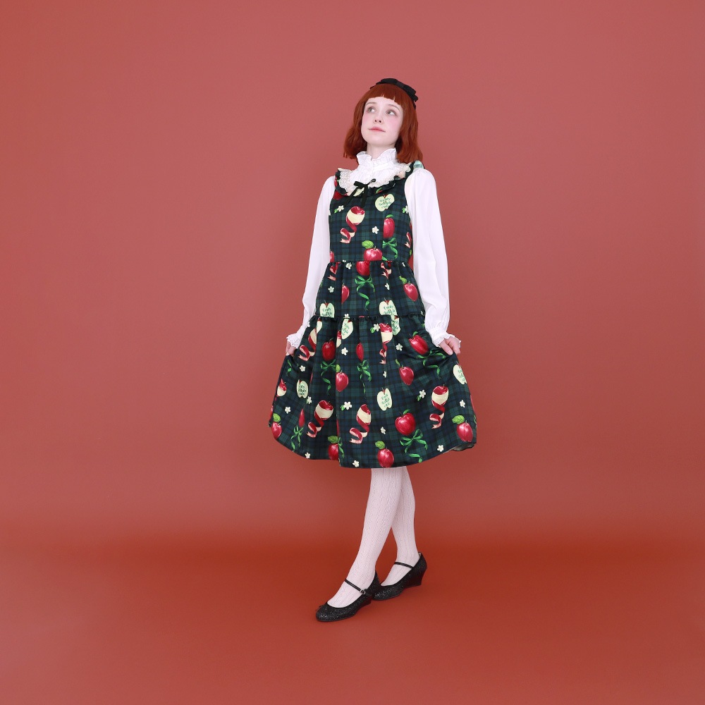 ��������RibbonApple�Ρ����꡼�֥��ԡ��� (Tartan RibbonApple sleeveless dress)