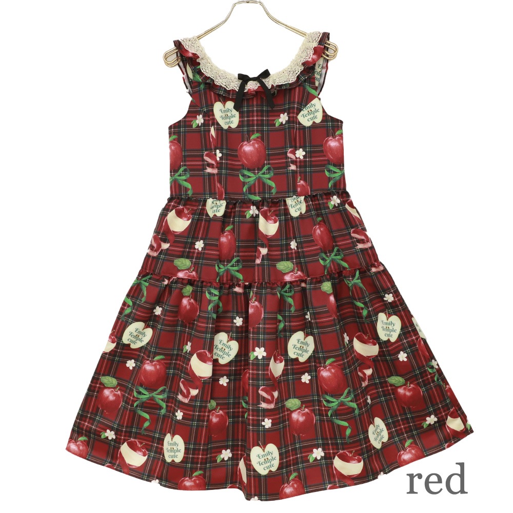 ��������RibbonApple�Ρ����꡼�֥��ԡ��� (Tartan RibbonApple sleeveless dress)