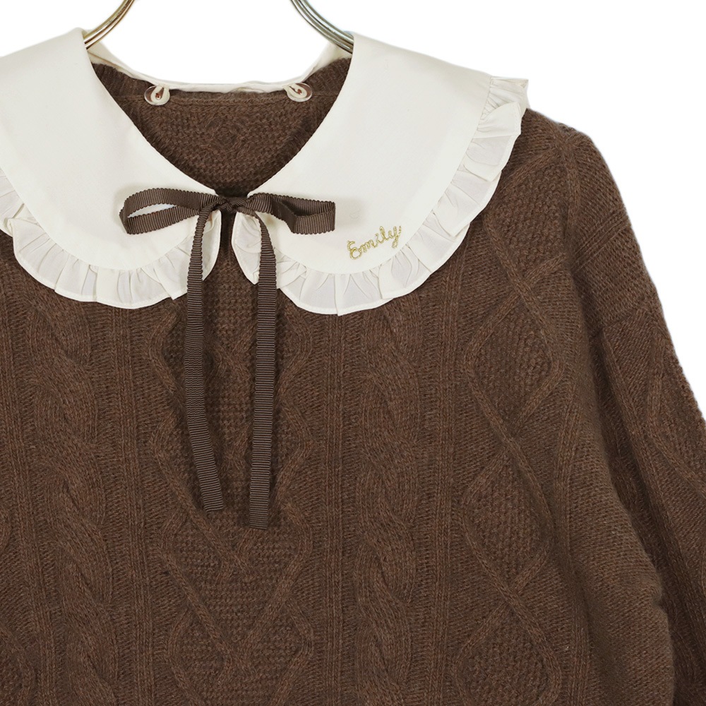���դ������֥��Ԥߥ˥å� (cable knit sweater with collar)