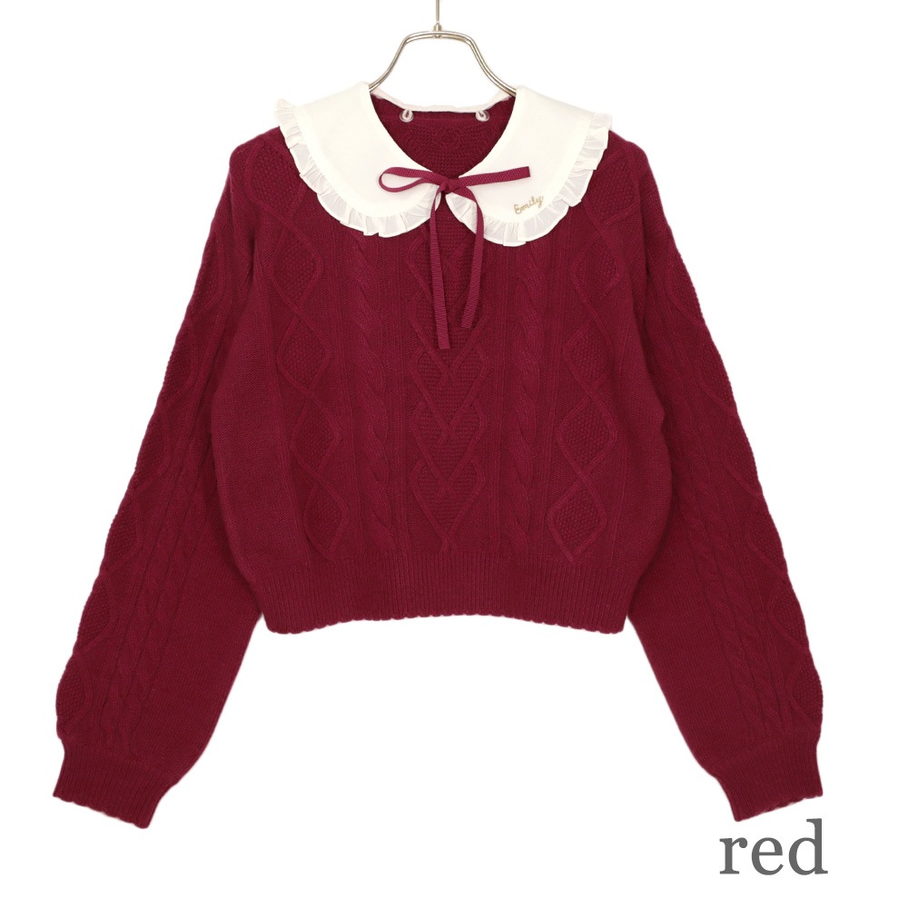 ���դ������֥��Ԥߥ˥å� (cable knit sweater with collar)