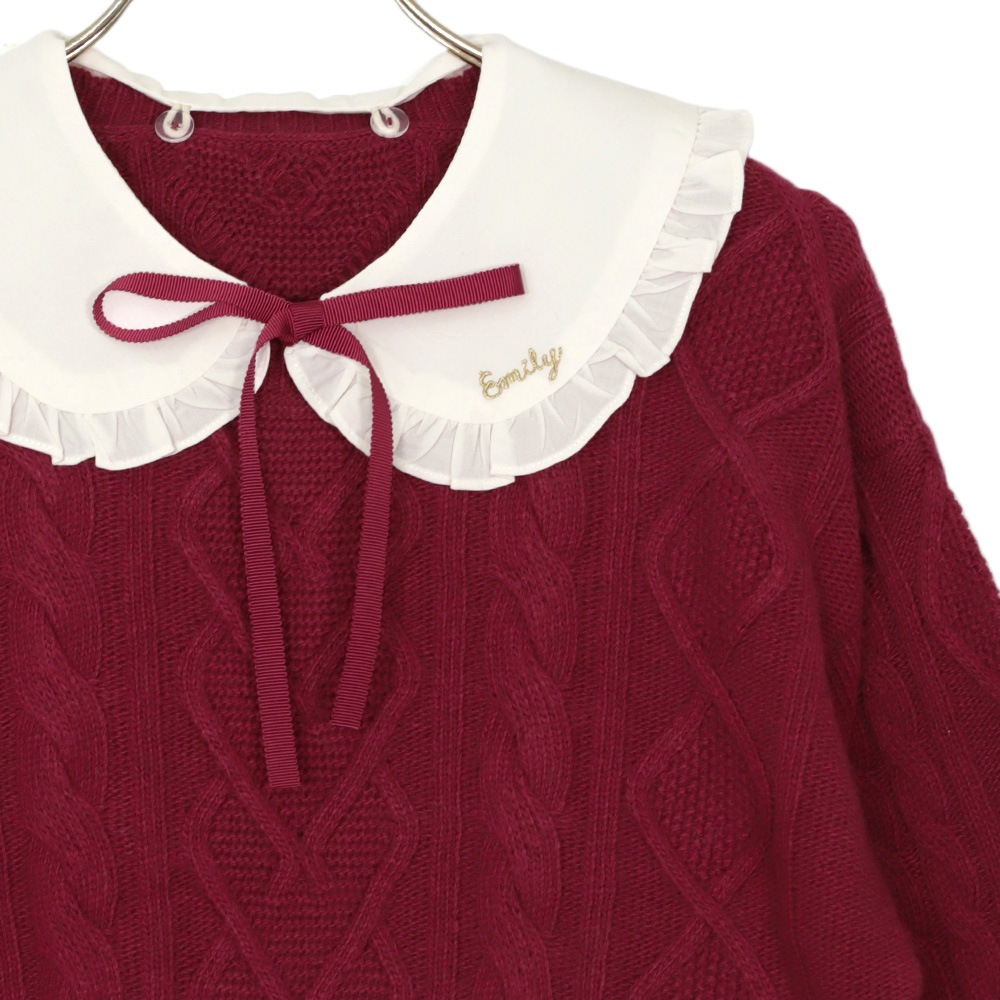 ���դ������֥��Ԥߥ˥å� (cable knit sweater with collar)