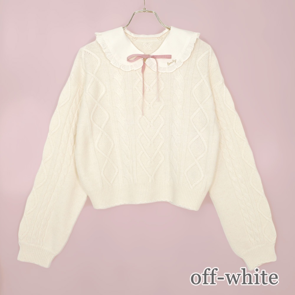 ���դ������֥��Ԥߥ˥å� (cable knit sweater with collar)