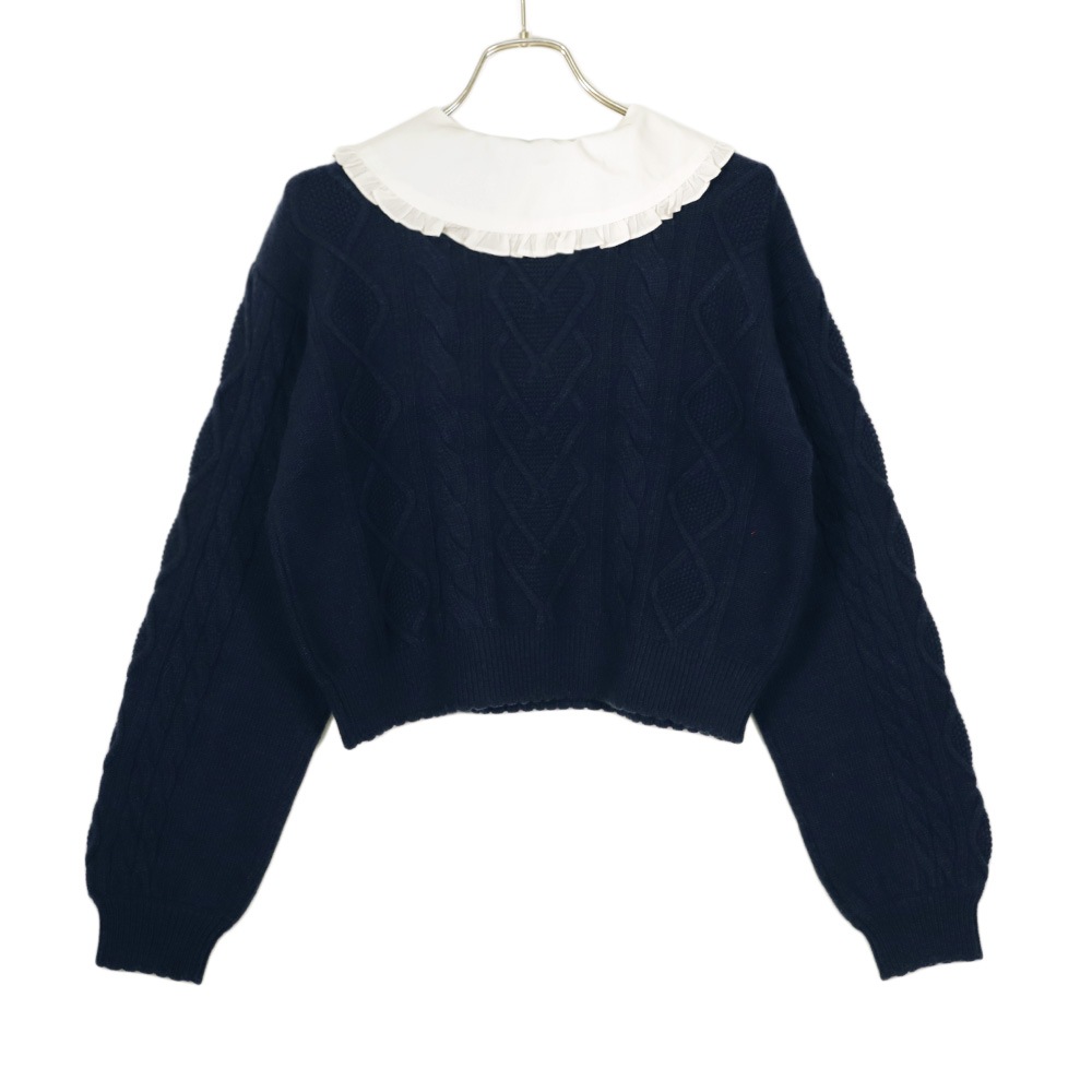 ���դ������֥��Ԥߥ˥å� (cable knit sweater with collar)