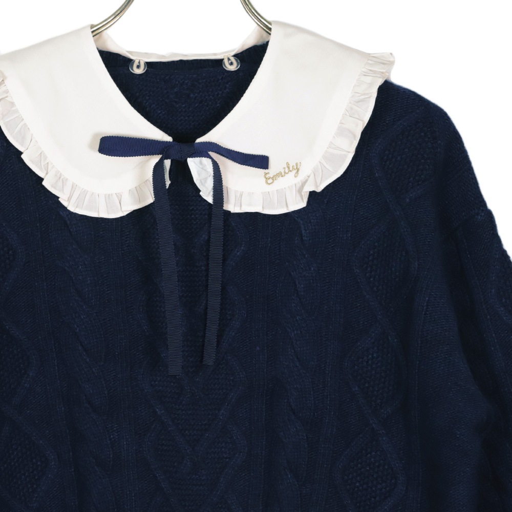 ���դ������֥��Ԥߥ˥å� (cable knit sweater with collar)