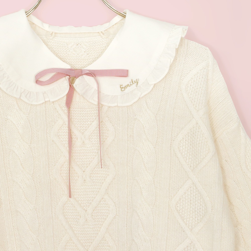 ���դ������֥��Ԥߥ˥å� (cable knit sweater with collar)