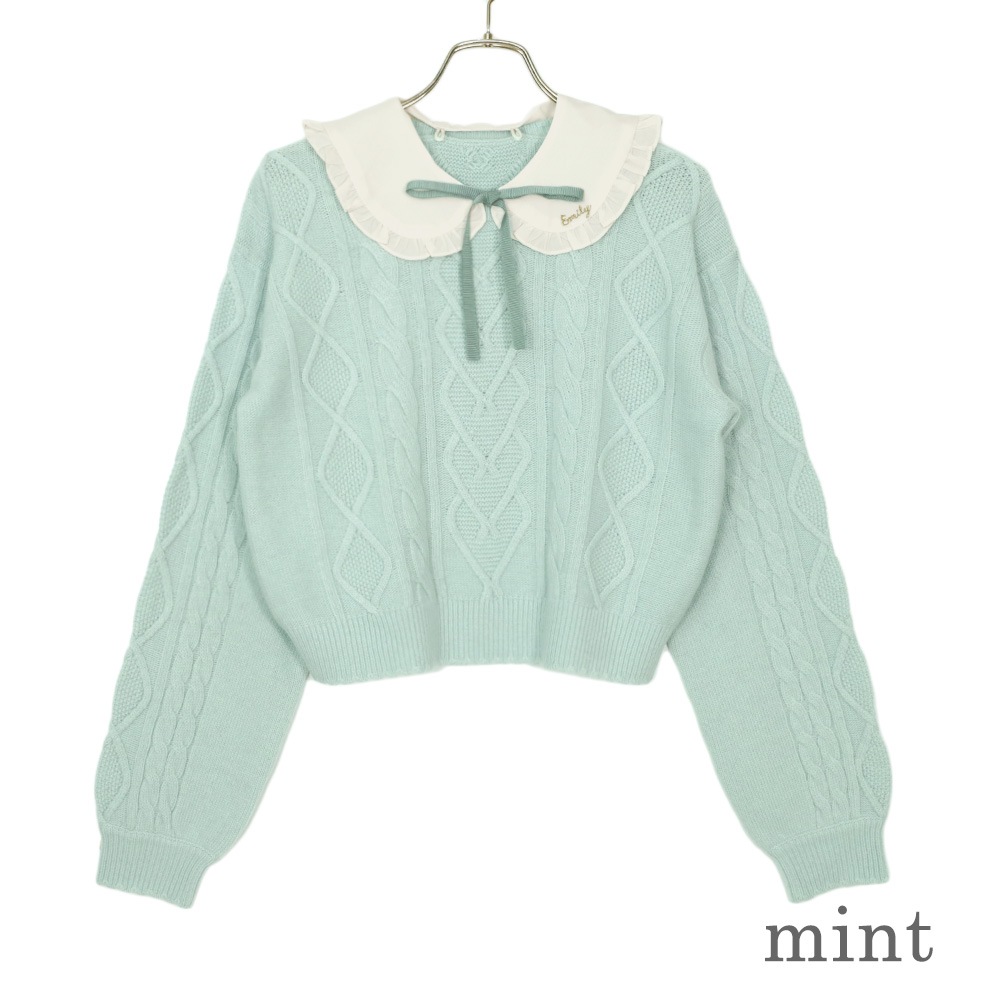 ���դ������֥��Ԥߥ˥å� (cable knit sweater with collar)