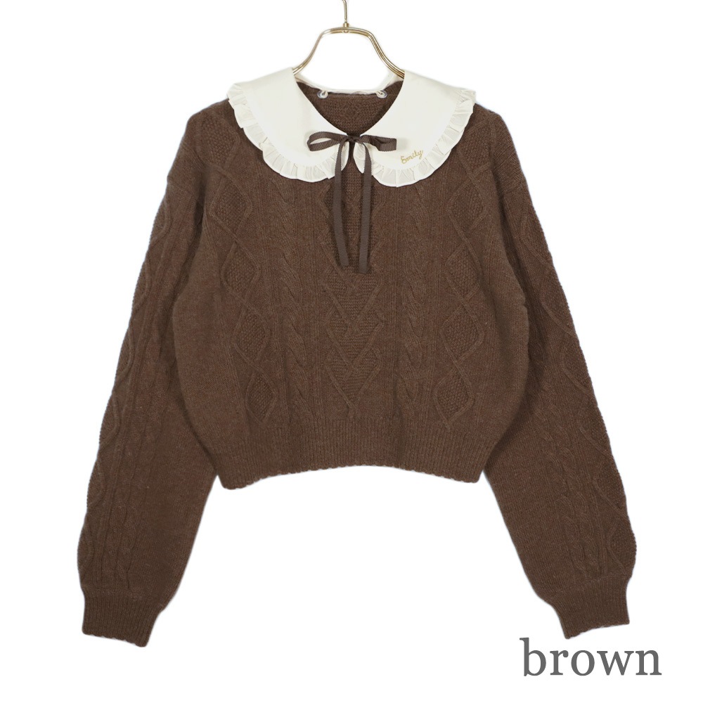 ���դ������֥��Ԥߥ˥å� (cable knit sweater with collar)