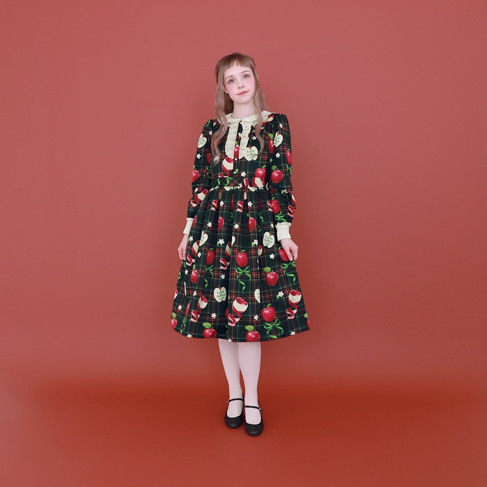 Reservation】タータンRibbonAppleワンピース (Tartan Ribbon