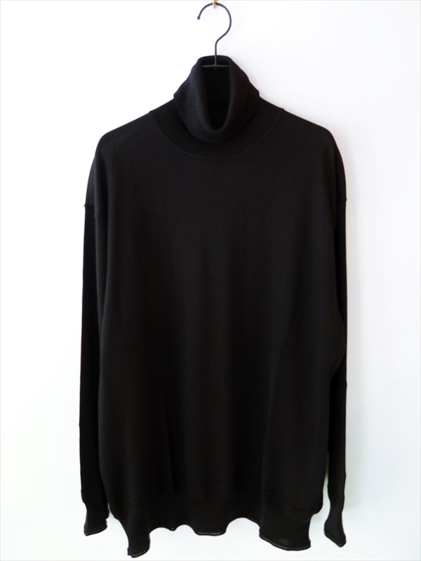SIDE SLOPE�������ɥ�������/ Washable Silk/H-T Cotton Knit Turtle Neck Pullover/ �֥�å�