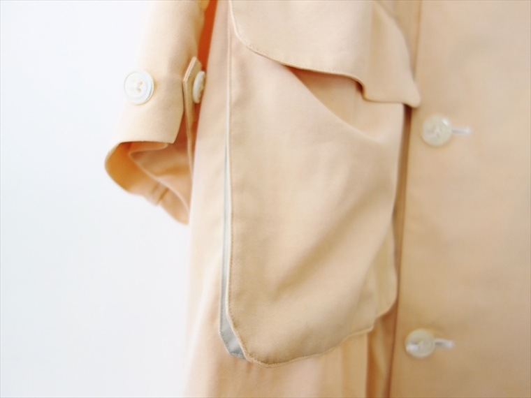 HAVERSACK/ ナイロンシルクバックギャザーバルカラーコート マスタード