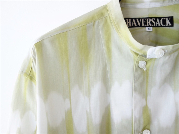 HAVERSACK ハバーサック/ タイダイプリントバンドカラーシャツ/ ライム