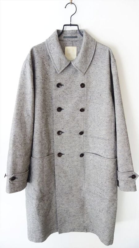 KIMURA�������/ color nep canvas double breasted pincurl long coat