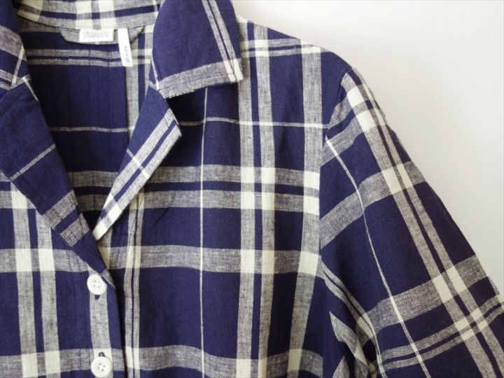TOAST トースト/ Check Linen Cotton Swing Dress/ ブルー×ソヤ