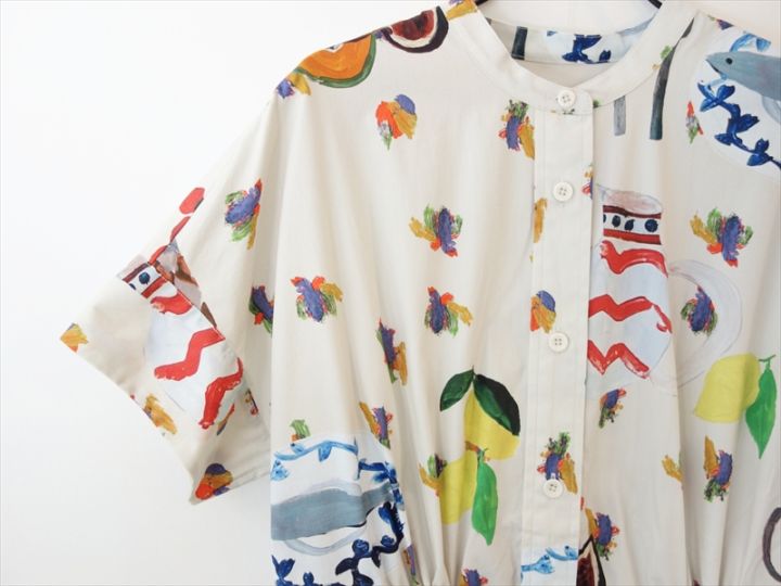 TOAST トースト/ Table Setting Print Cotton Dress/ エクリュ