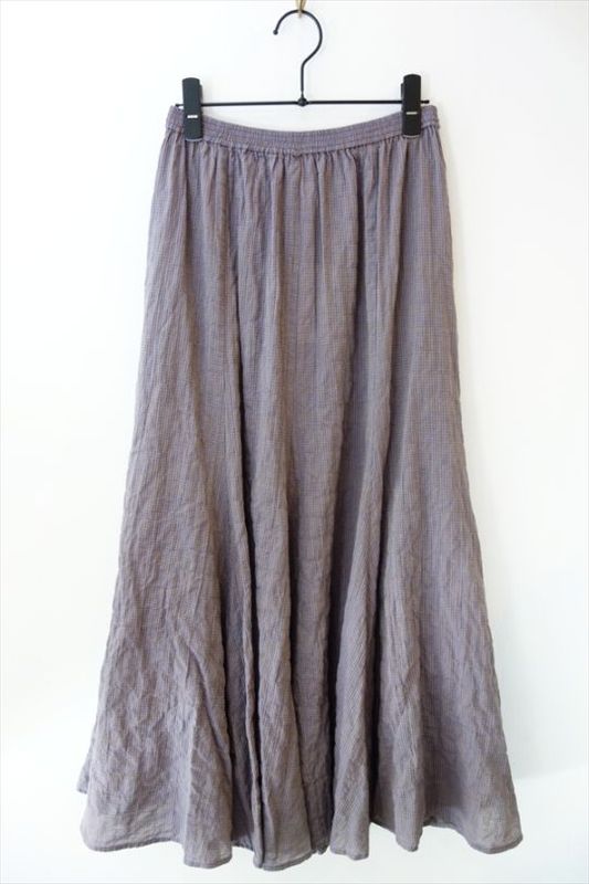 MEYAME������/ GINGHAM CHECK PLEATED FLARE SKIRT/ �֥롼�ߥ饤�ȥ֥饦��