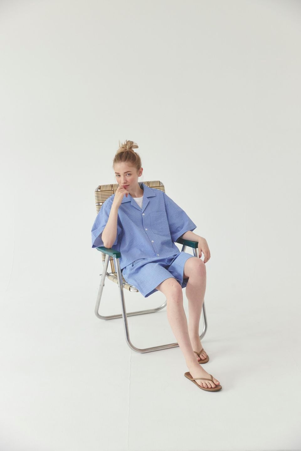 【L's】TUCK SHORT PANTS SEERSUCKER STRIPE /タックショートパンツ シアサッカー