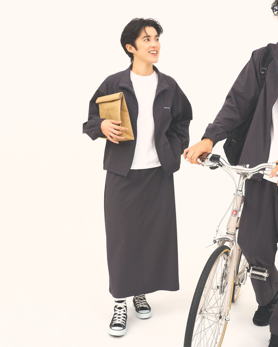 L's】ZIP BLOUSON＆T-SHIRT＆SKIRT SET UP NYLON・POLYURETHANE