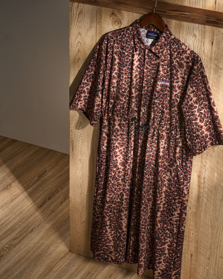 【L's】3/4 SLEEVE SNAP OP (PRINT)NYLON・POLYURETHANE/スリーブスナップワンピースプリント ナイロン・ポリウレタン