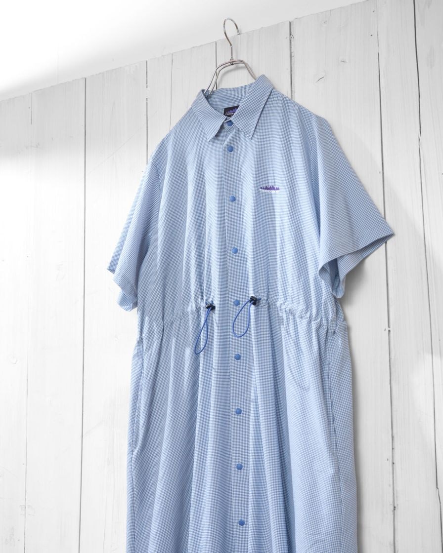 [L's]SHORT SLEEVE SNAP OP HIGH AIR PERMEABILITY CHECK/ショートスリーブスナップワンピース