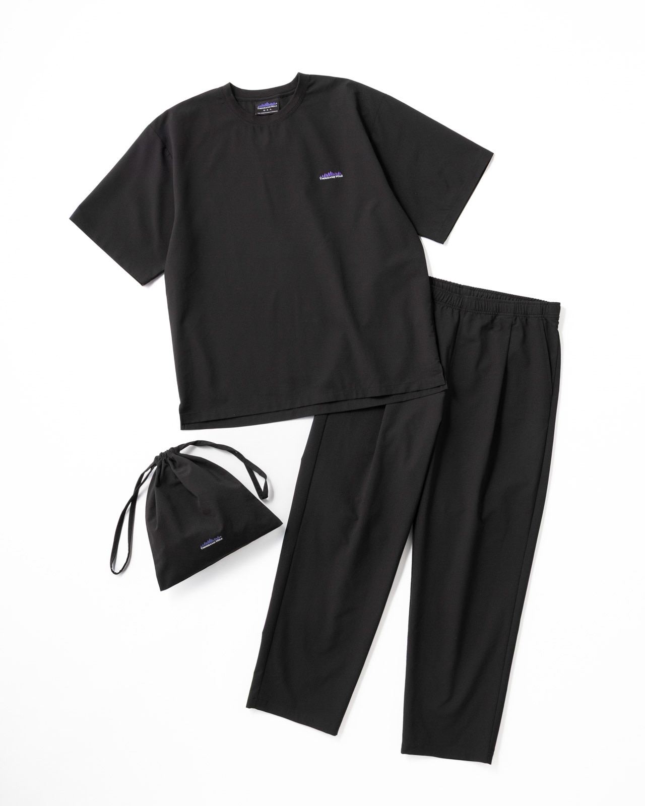 605【新品】　THOUSAND MILE セットアップ　ポーチ付き コラボ】SHAKA×THOUSAND MILE フレンチスリーブ＆ワイドパンツ