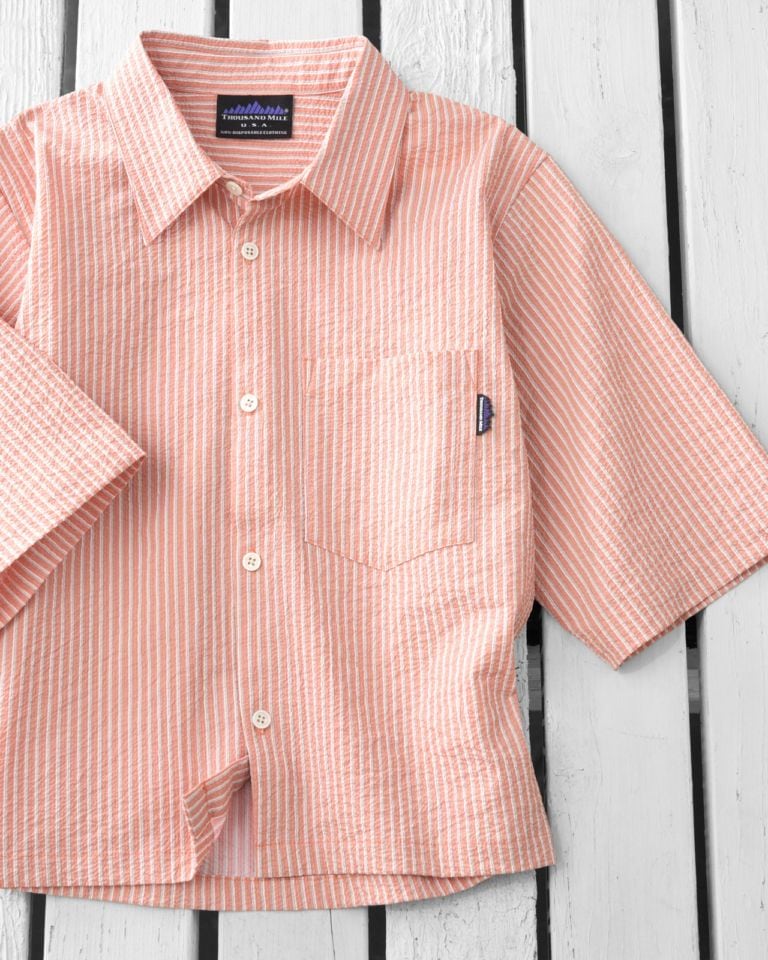 [L's]THREE QUARTER SLEEVE SHIRT SEERSUCKER STRIPE/スリークオータースリーブシャツ シアサッカーストライプ