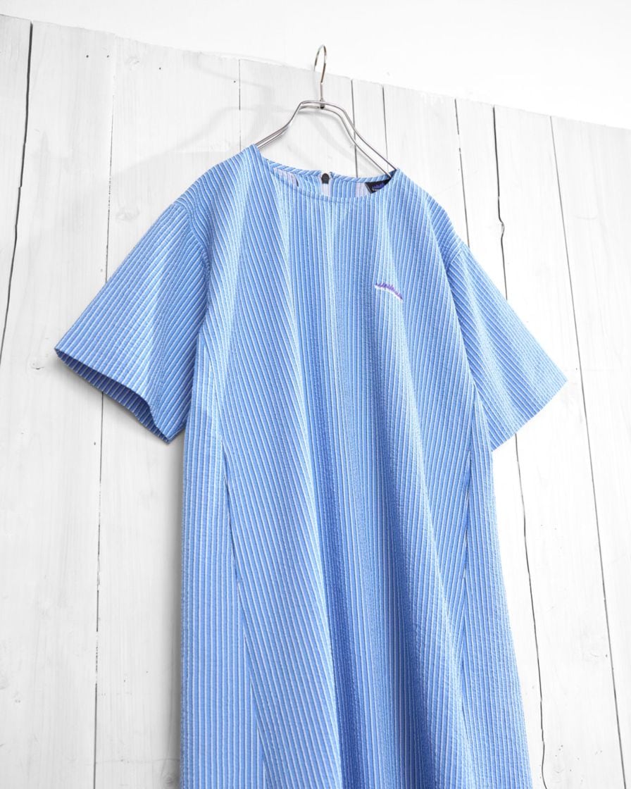 [L's]SHORT SLEEVE OP SEERSUCKER STRIPE/ショートスリーブワンピース シアサッカーストライプ