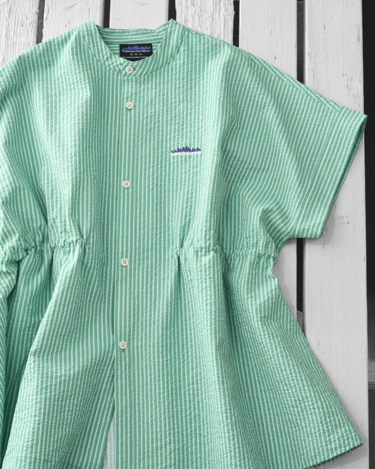 [L's]WAIST DRAWCODE SHIRT SEERSUCKER STRIPE/ウエストドローコードシャツ シアサッカーストライプ