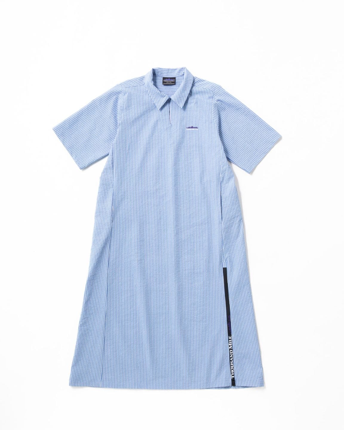[L's]SHORT SLEEVE SKIPPER OP SEERSUCKER STRIPE/ショートスリーブスキッパーワンピース シアサッカーストライプ