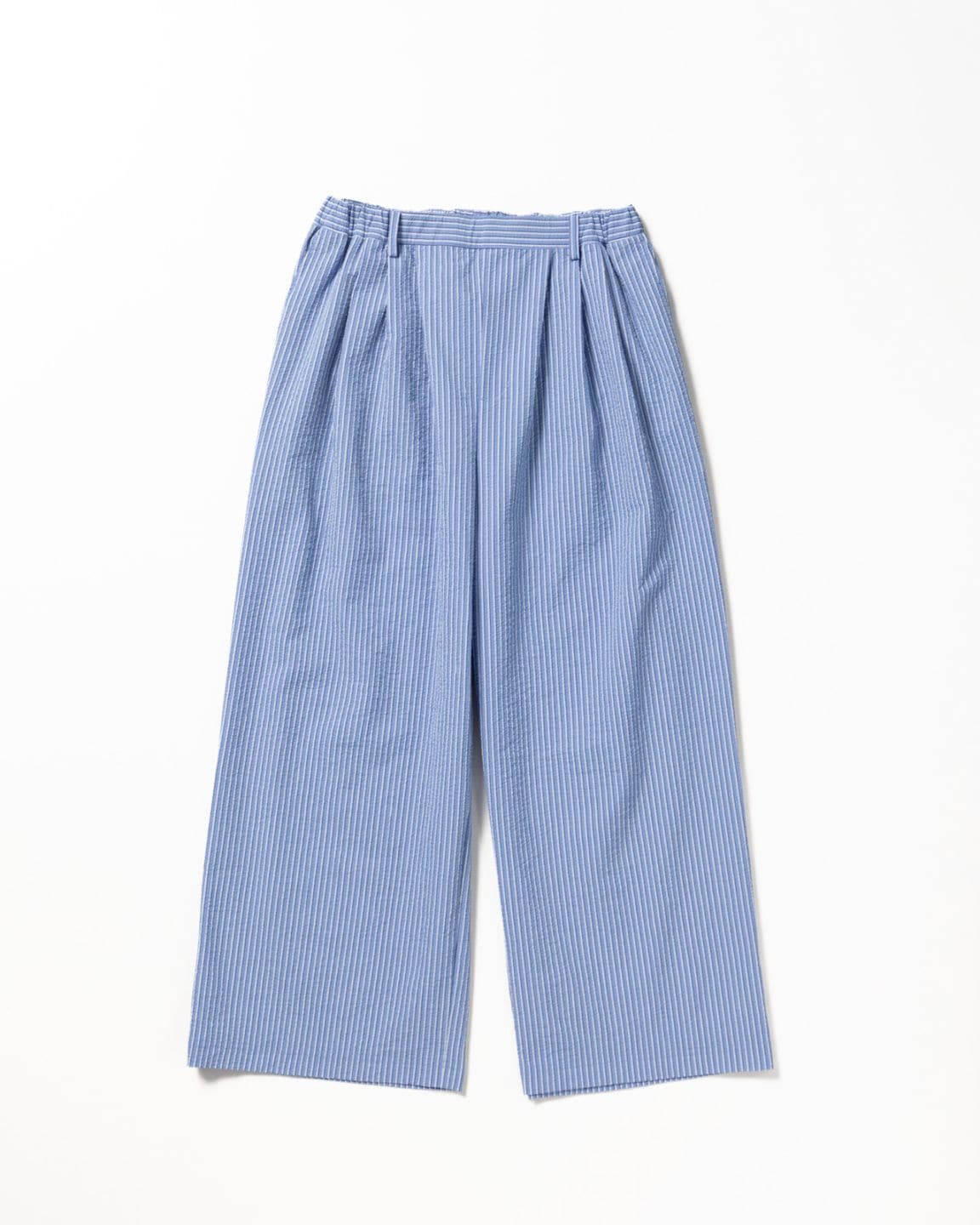 [L's]LONG WIDE PANTS SEERSUCKER STRIPE/ロングワイドパンツ シアサッカーストライプ