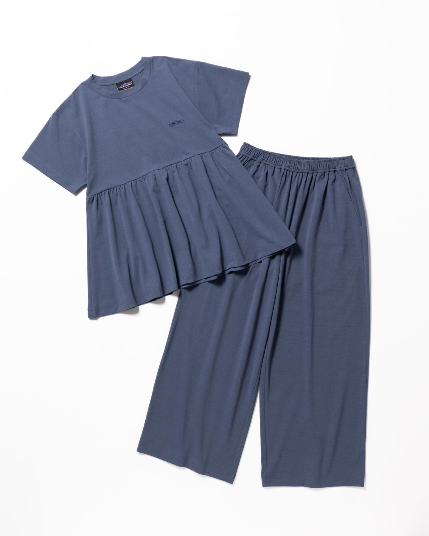 【L's】GATHERED HEM T-SHIRT &  WIDE PANS SET LUXELEAF JERSEY/ギャザーヘムTシャツ＆ワイドパンツ セット