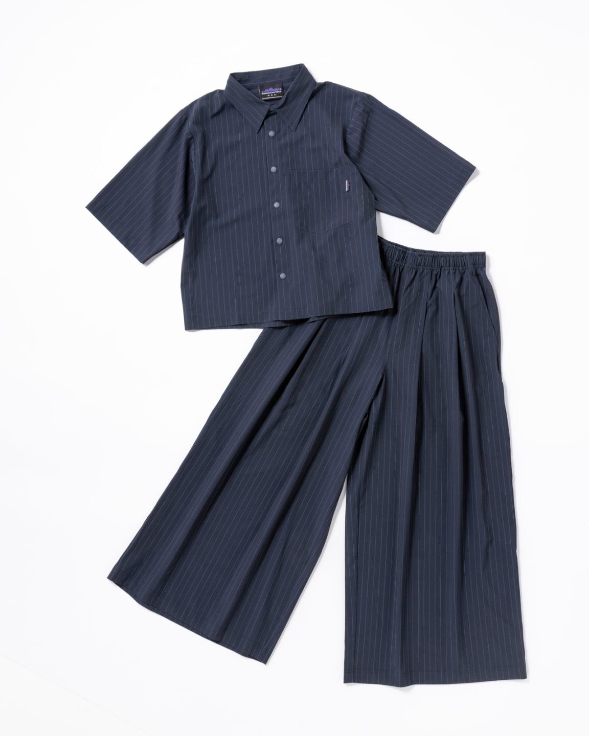 【L's】SHORT SLEEVE SHIRT & LONG PANTS SET T/PU(PRINT)/ショートスリーブシャツ＆ロングパンツ セット ストライププリント