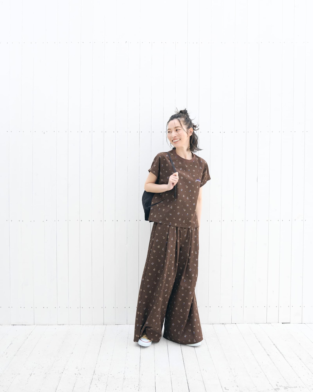 [L's]FRENCH SLEEVE SHIRT & LONG PANTS SET NY/PU PRINT/フレンチスリーブシャツ＆ロングパンツセット プリント