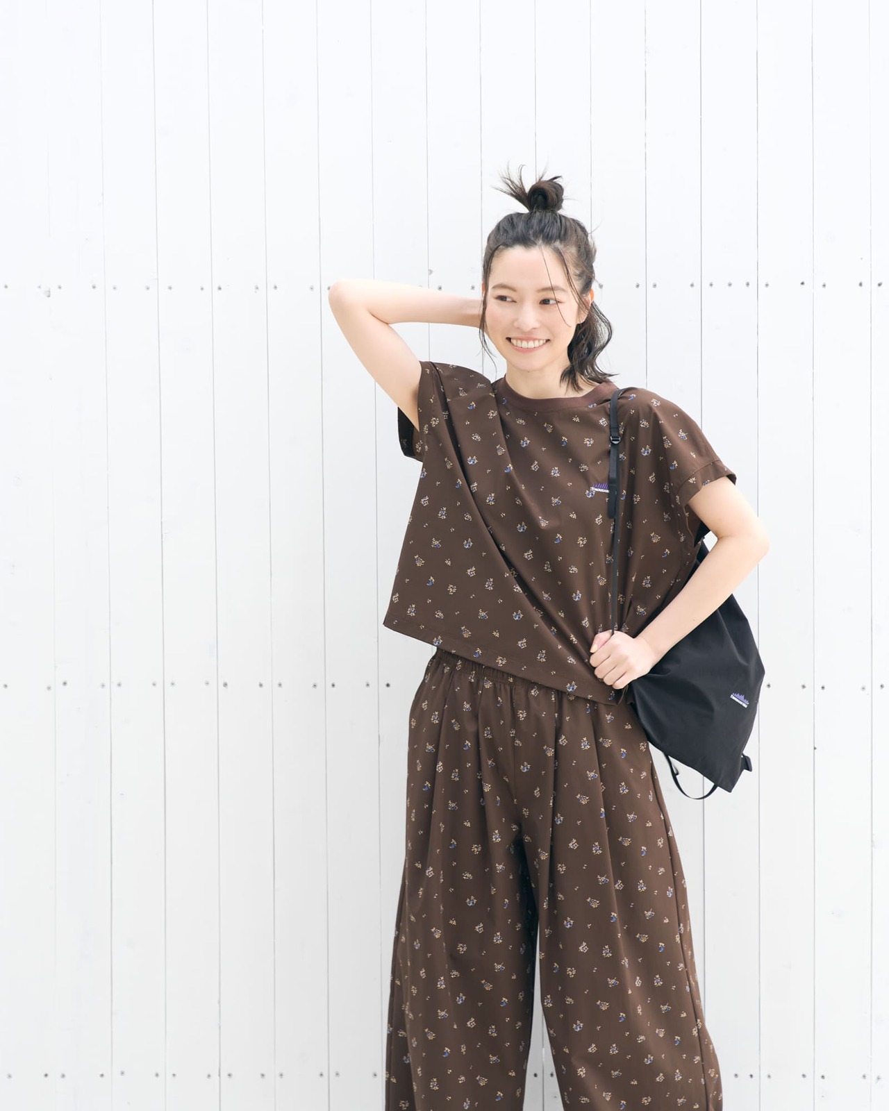 [L's]FRENCH SLEEVE SHIRT & LONG PANTS SET NY/PU PRINT/フレンチスリーブシャツ＆ロングパンツセット プリント