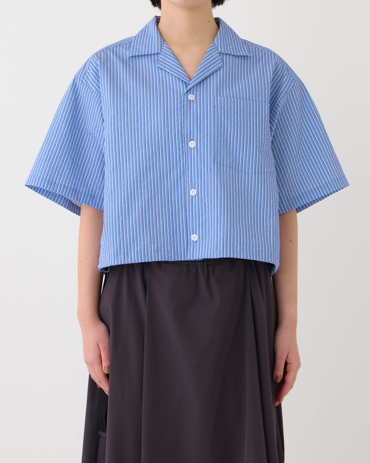 L's】SHORT SLEEVE SHIRT STRIPE SEERSUCKER /ショートスリーブ