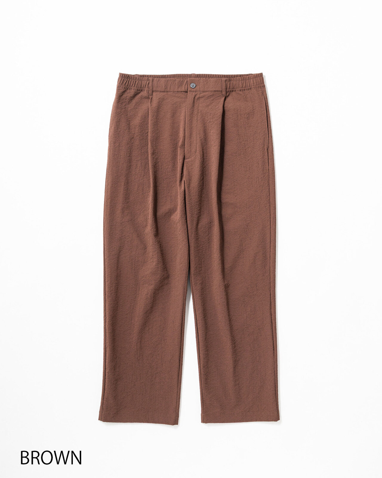 サルセーション　アンクルパンツ　M　ダークブラウン M's]TUCK LONG PANTS SEERSUCKER/タックロングパンツ シアサッカー