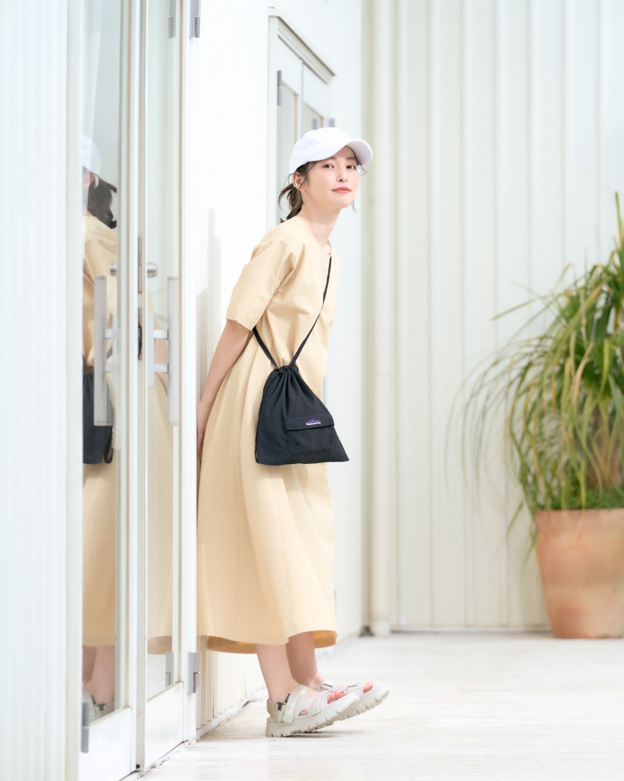 旧デルタ航空ユニフォーム　ワンピース L's]SHORT SLEEVE OP SEERSUCKER/ショートスリーブワンピース シア